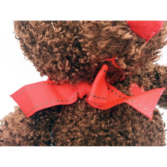 Bear Plush Dan Dee Teddy Dark Brown Red Heart Eye Paws 13 In Soft Stuffed Animal - Picture 7 of 14